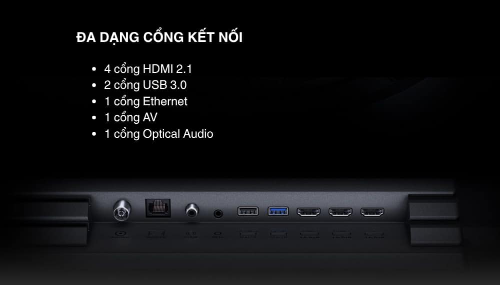 tivi xiaomi S mini led 55 ich đa dạng cổng kết nối