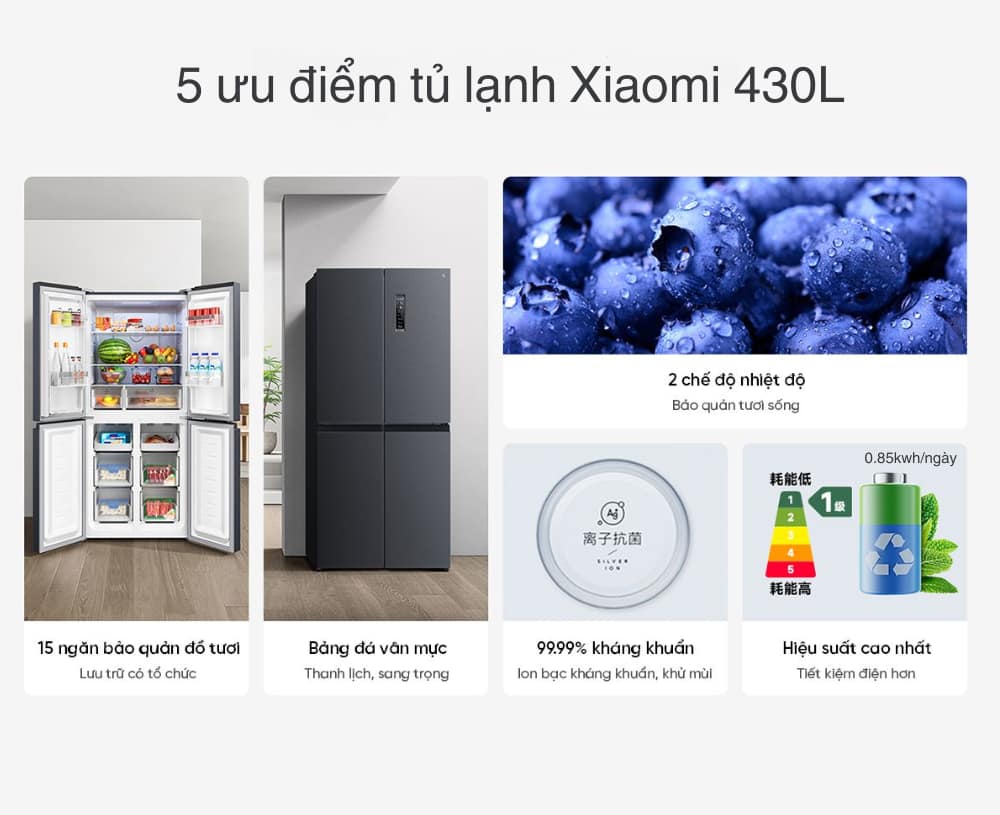 Tủ lạnh Xiaomi 430L ưu điểm
