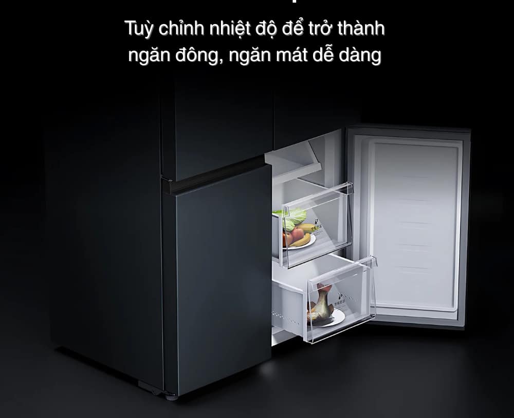 Ngăn lưu động 91L dễ dàng điều chỉnh nhiệt độ thành ngăn đông hoặc ngăn mát