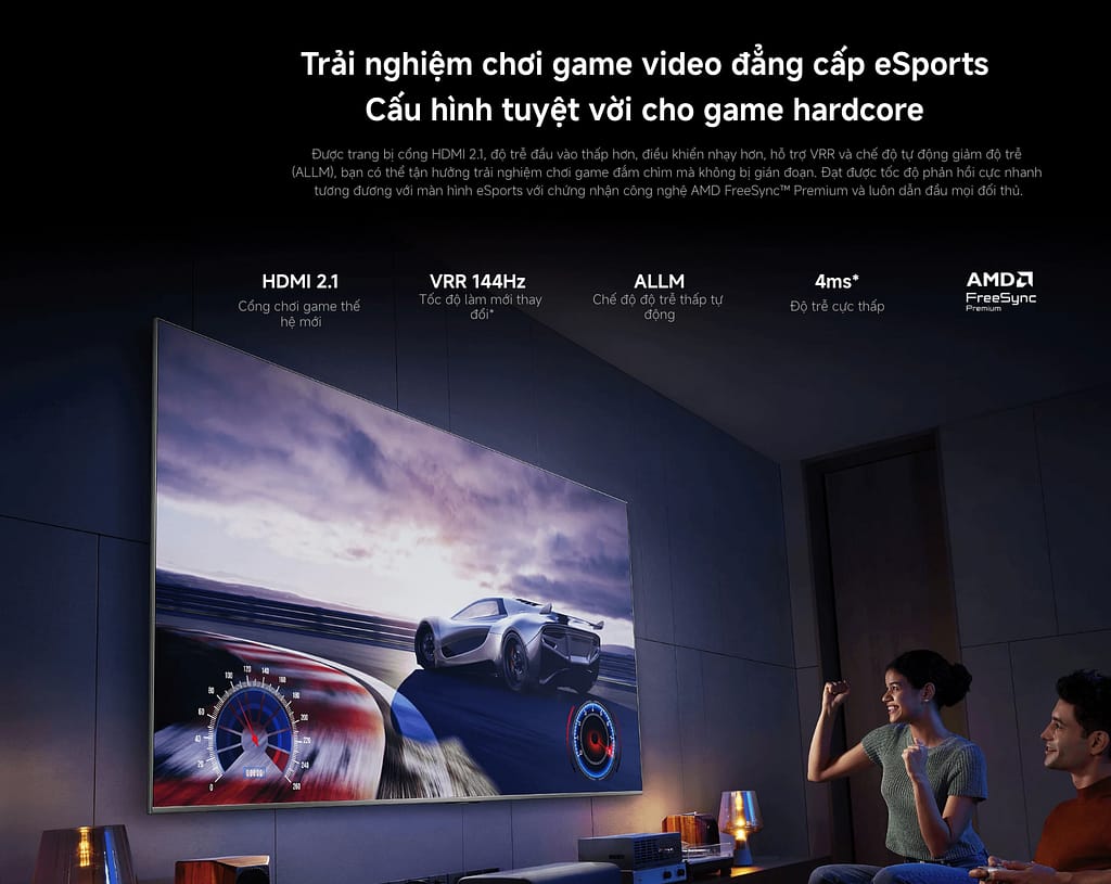 Trải nghiệm chơi game đỉnh cao với màn tivi 100 inch 4K/240Hz