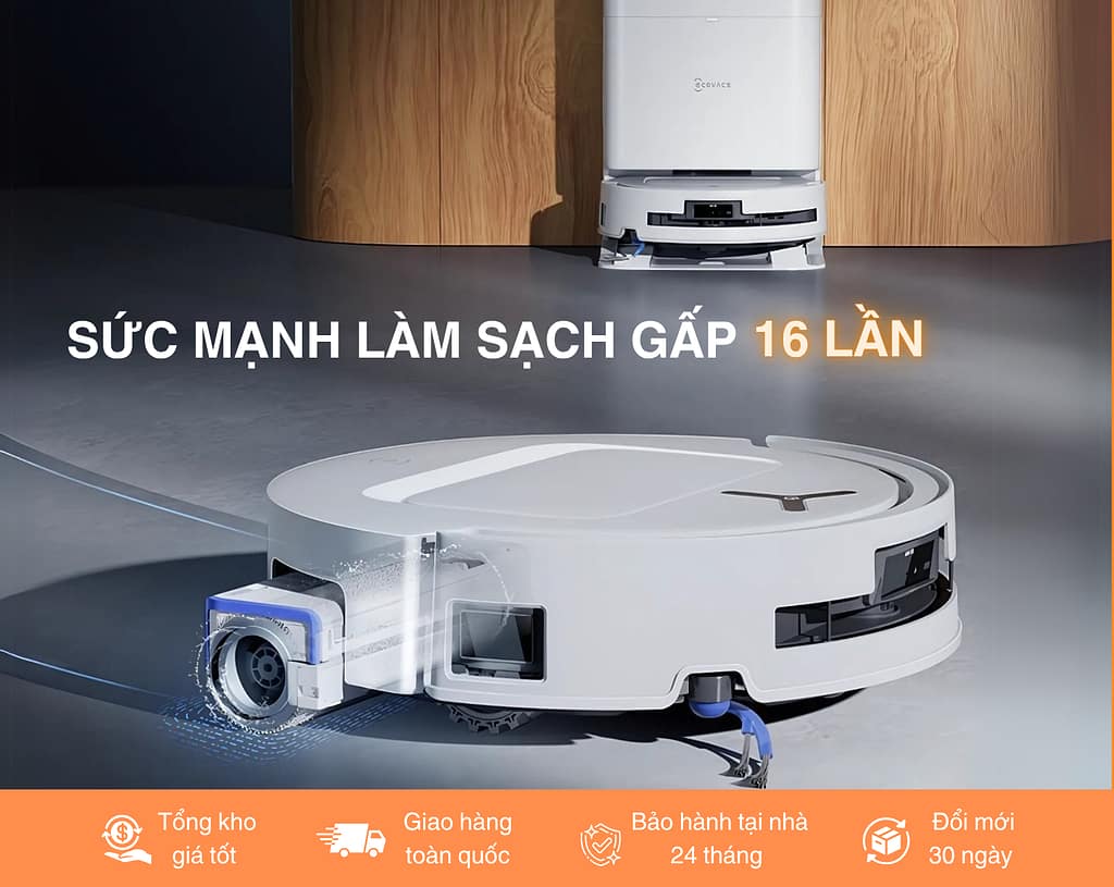 Robot hút bụi Ecovacs T80 Omni cho lực làm sạch gấp 16 lần