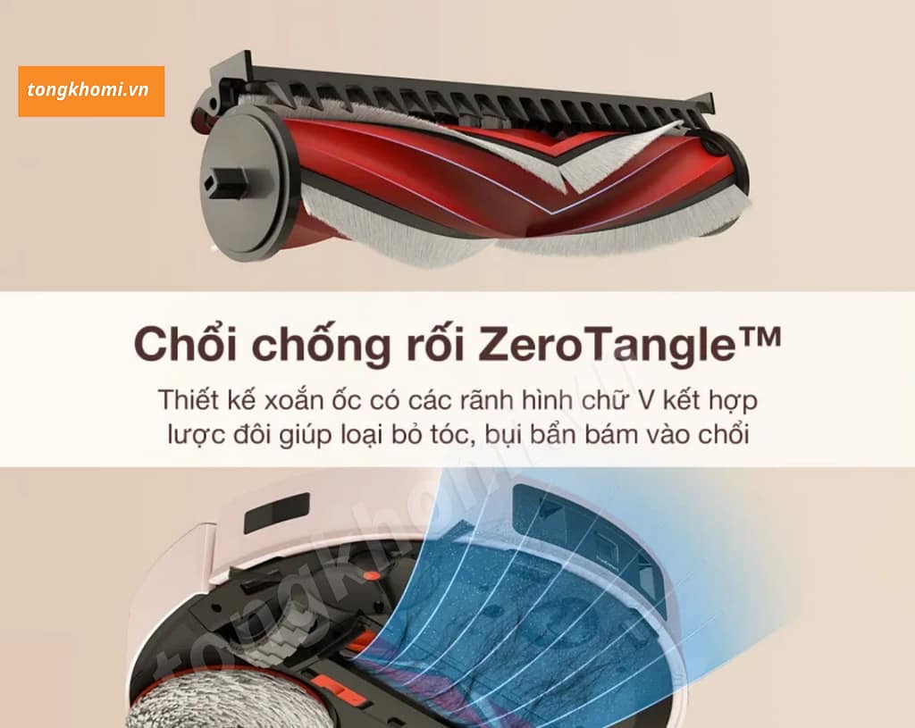 Chổi đôi chống rối lông tóc của Robot hút bụi Ecovacs T30 Pro Omni