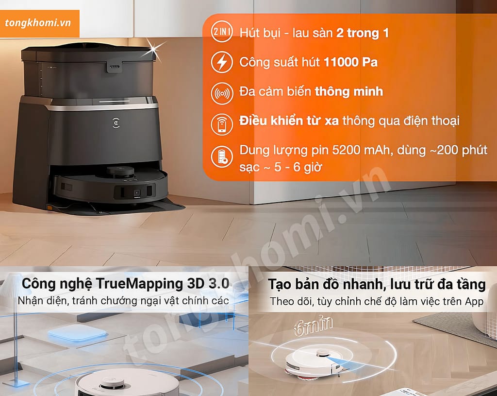 ưu điểm nổi bật robot hút bụi Ecovacs T30 Pro