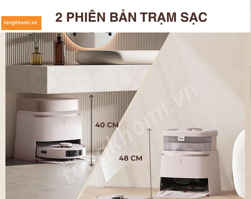 2 phiên bản trạm sạc của robot Ecovacs T30 Pro