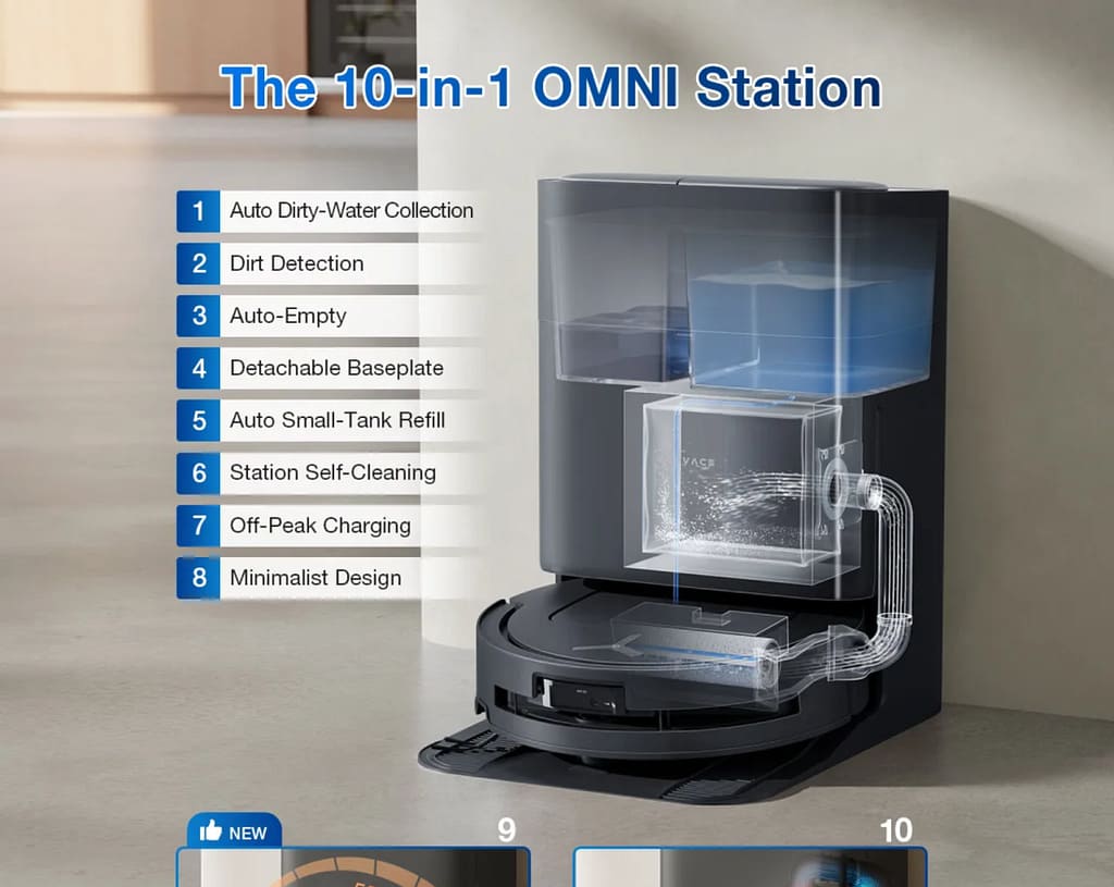 trạm sạc toàn năng robot hút bụi lau nhà t80 omni ecovacs