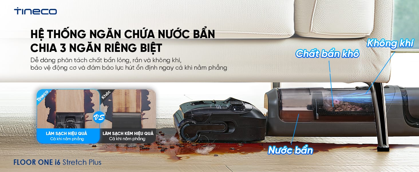 buồng tách nước 3 ngăn riêng biệt: rắn - lỏng - khí
