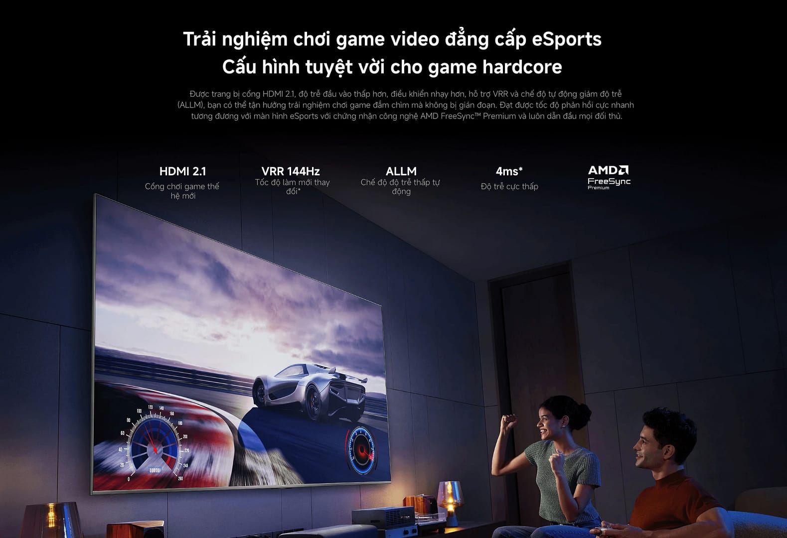 Trải nghiệm chơi game đỉnh cao với màn tivi 100 inch 4K/240Hz