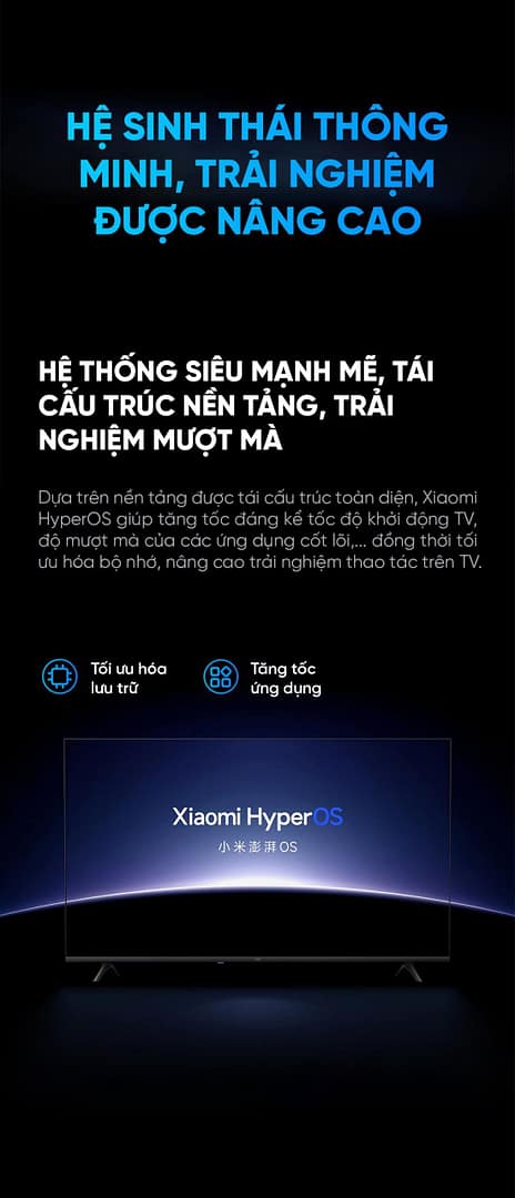 hệ điều hành HyperOS tối ưu hiệu suất trên tivi Xiaomi nội địa