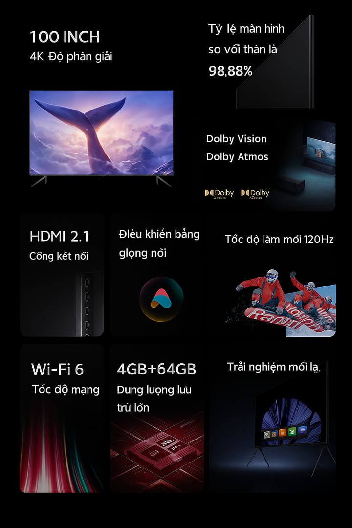 ưu điểm nổi bật Tivi Xiaomi Max 100 inch
