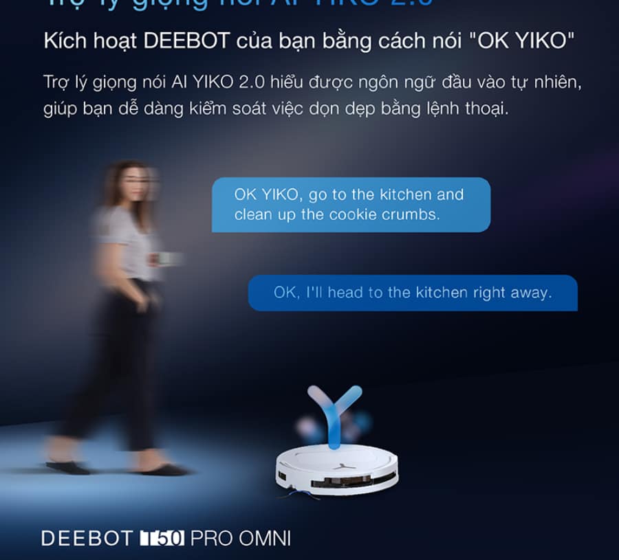Ecovacs T50 Pro điều khiển giọng nói OK YIKO