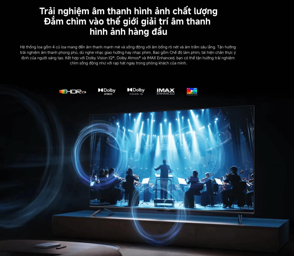 Tivi Xiaomi S MiniLed 65 inch với công nghệ âm thanh tiên tiến nhất